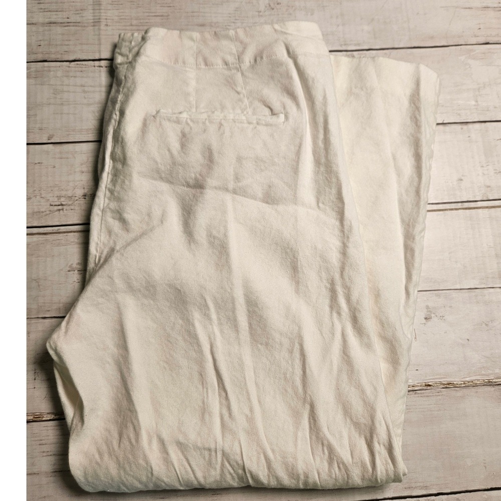 J. Jill Womens White Linen Blend Wide Leg Cropped Trousers Pants Size 12